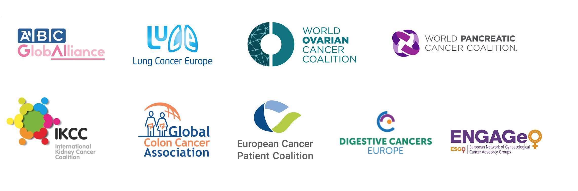 NNSC_Partners-Global联盟, Lung cancer Europe, Word ovarian, Word pancreatic, IKKC, 全球硬币癌症协会, 欧洲癌症患者, Digestive cancer, ENGAGe